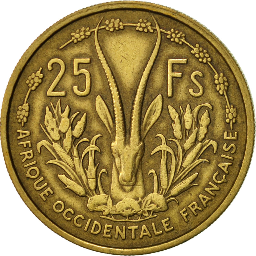 Coin, French West Africa, 25 Francs, 1956, Paris, AU(50-53), Aluminum-Bronze