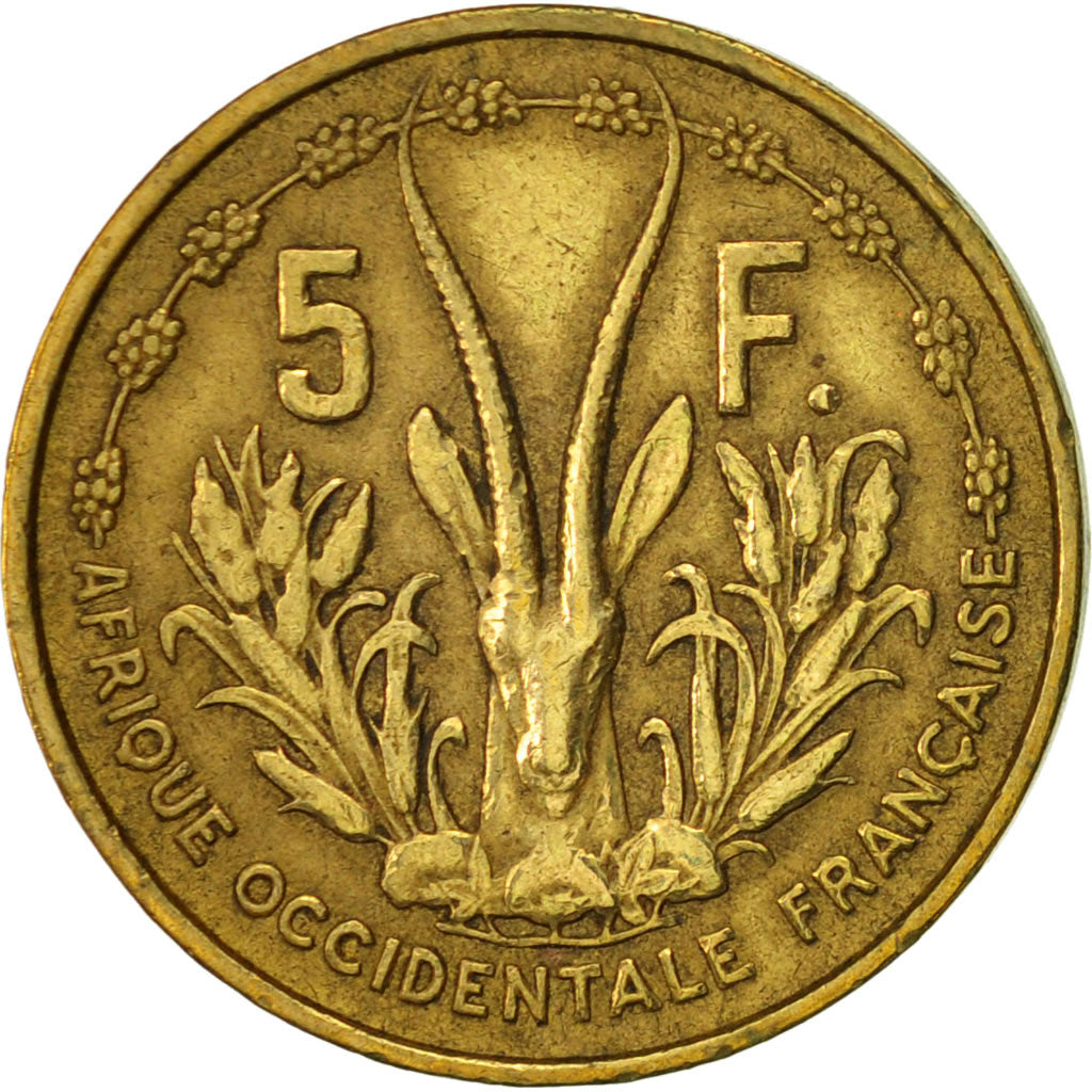 French West Africa, 5 Francs, 1956, Paris, AU(50-53), Aluminum-Bronze, KM:5