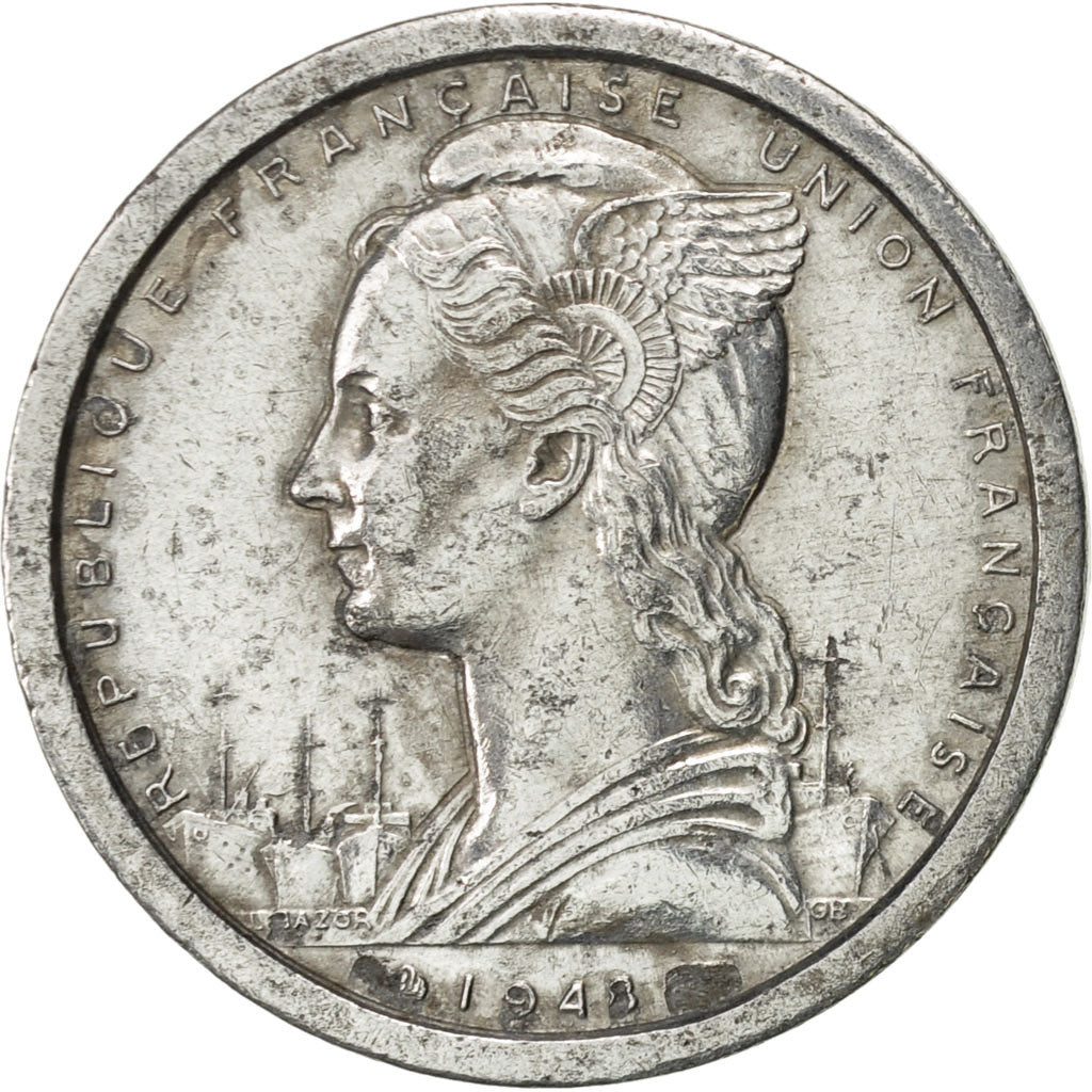 Moneda, Camerún, Franc, 1948, Paris, MBC+, Aluminio, KM:8
