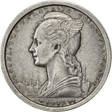 French West Africa, 2 Francs, 1948, Paris, AU(55-58), Aluminum, KM:4
