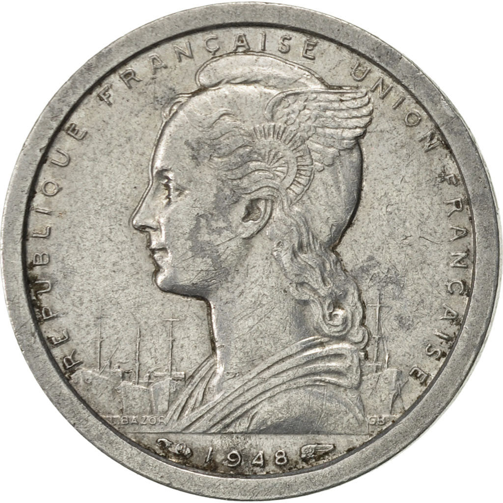 French West Africa, Franc, 1948, Paris, AU(55-58), Aluminum, KM:3
