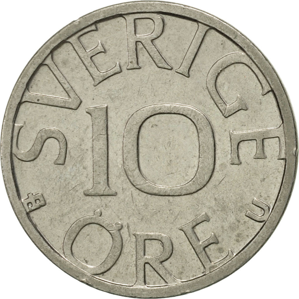 Coin, Sweden, Carl XVI Gustaf, 10 Öre, 1983, AU(55-58), Copper-nickel, KM:850