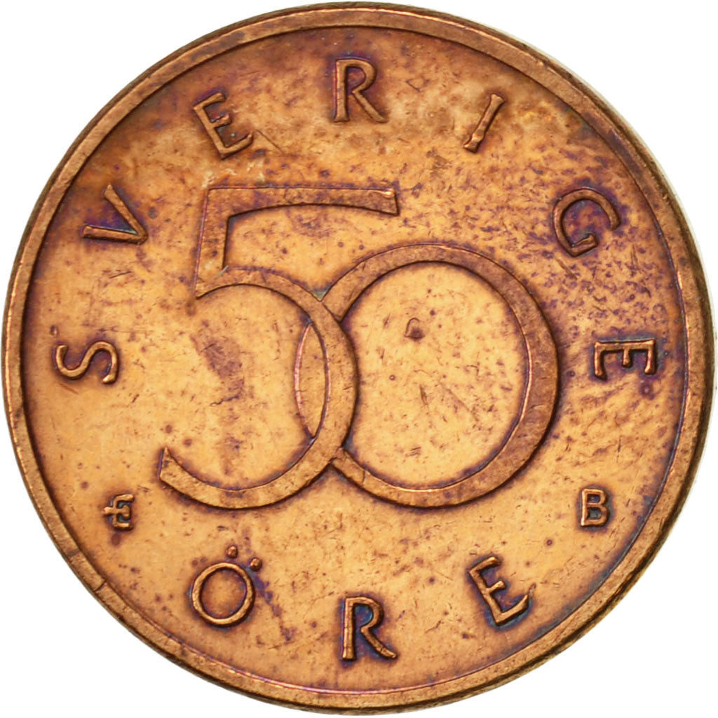 Moneta, Svezia, Carl XVI Gustaf, 50 Öre, 2001, BB, Bronzo, KM:878