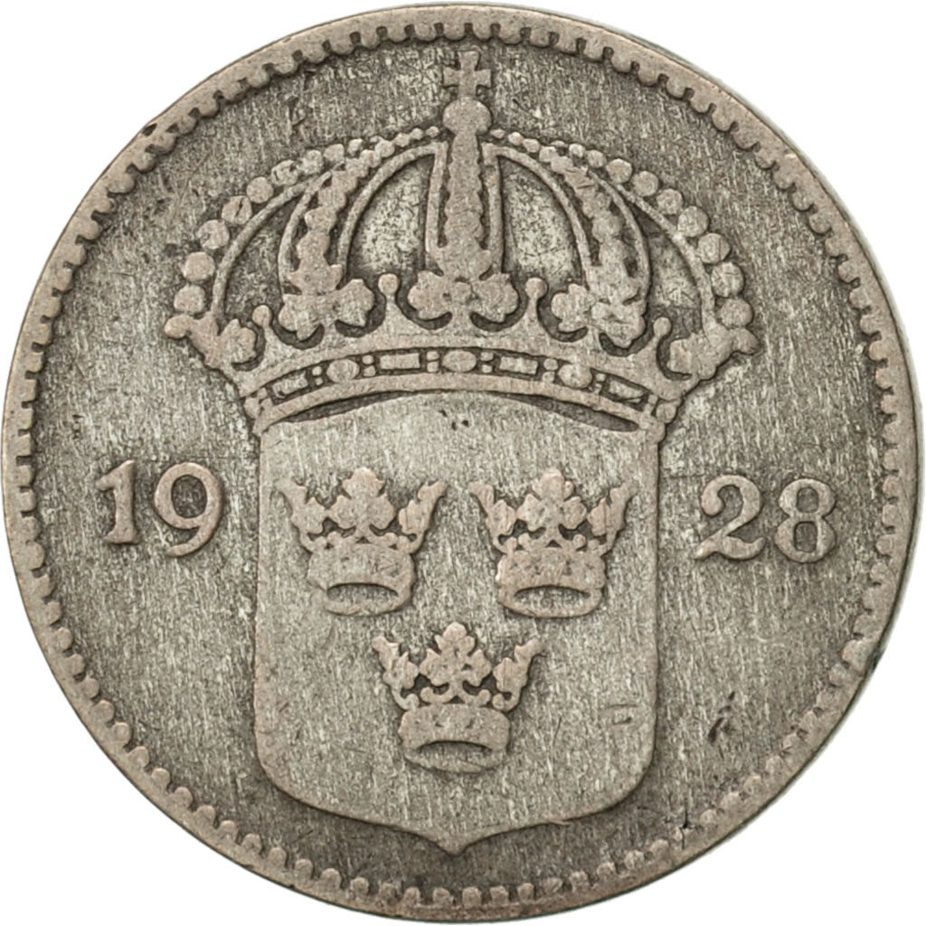 Coin, Sweden, Gustaf V, 10 Öre, 1928, EF(40-45), Silver, KM:780