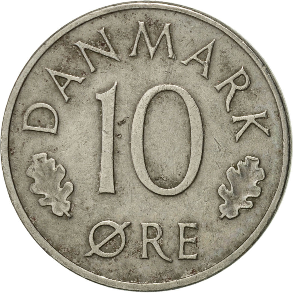 Moneta, Danimarca, Margrethe II, 10 Öre, 1973, Copenhagen, BB+, Rame-nichel