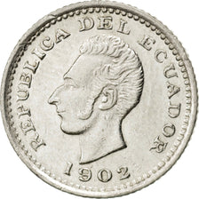 Moneda, Ecuador, 1/2 Decimo, Medio, 1902, Lima, Lima, EBC, Plata, KM:55.1