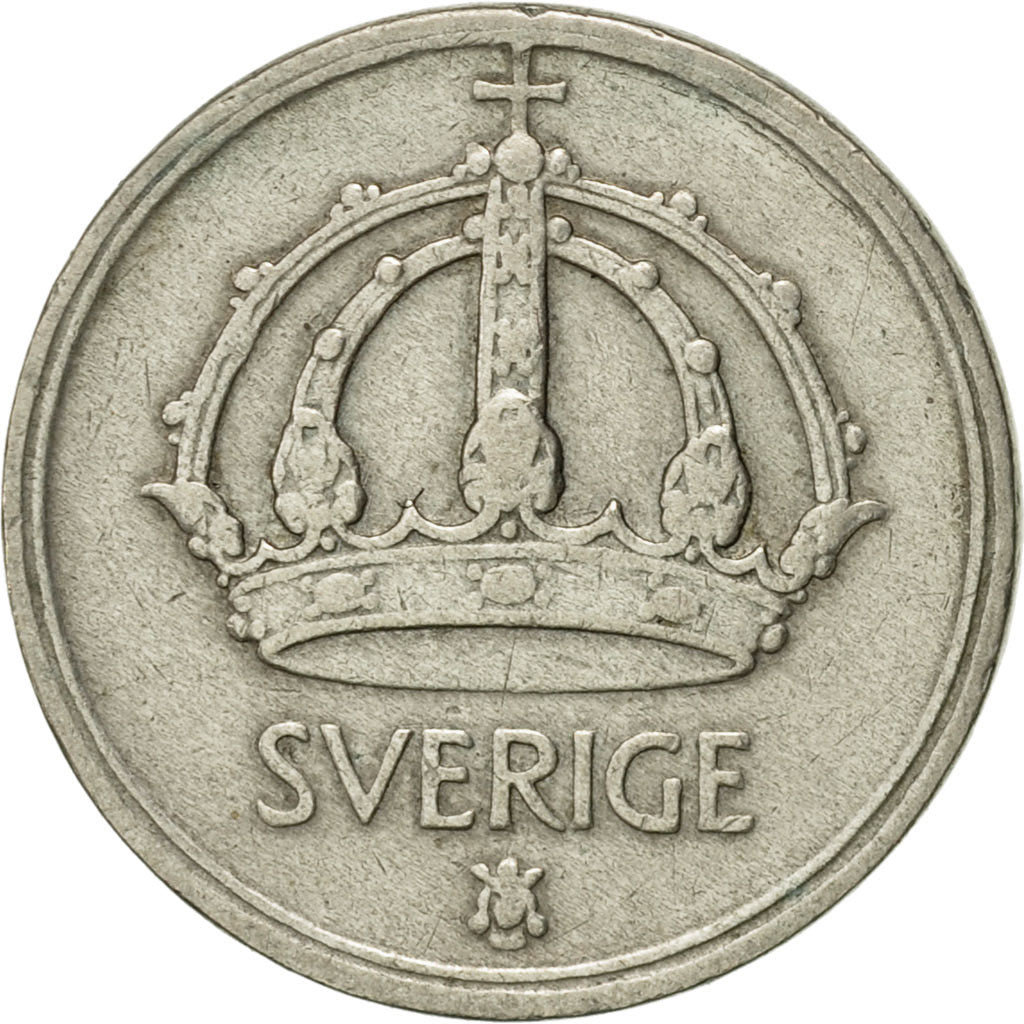 Coin, Sweden, Gustaf V, 25 Öre, 1945, AU(50-53), Silver, KM:816
