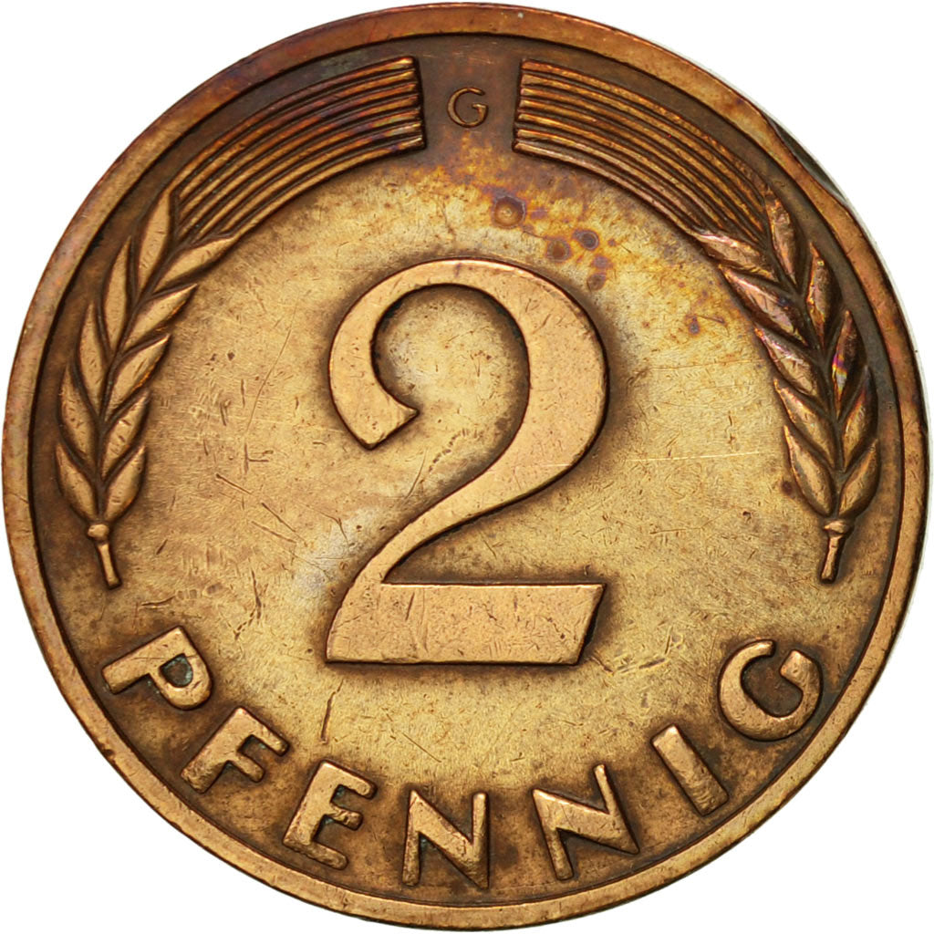 Coin, GERMANY - FEDERAL REPUBLIC, 2 Pfennig, 1966, Karlsruhe, AU(50-53), Bronze