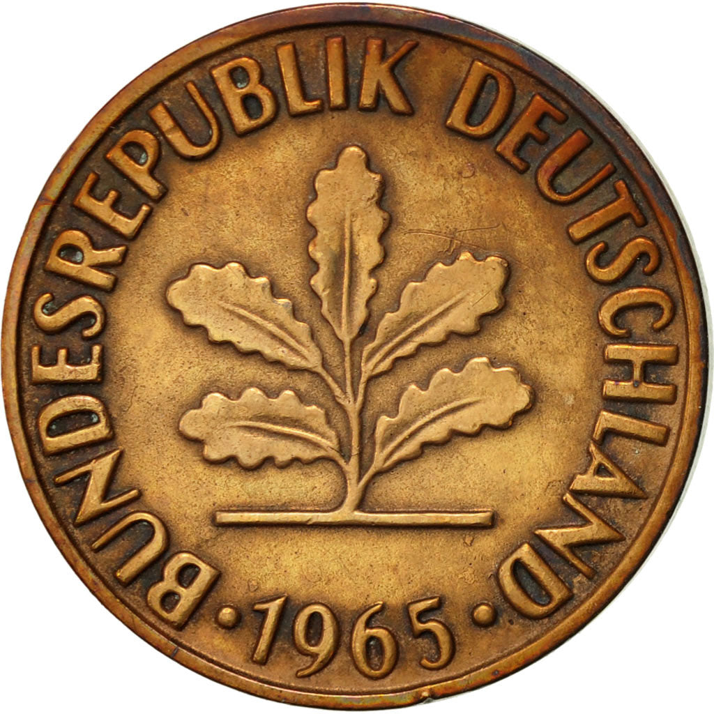 Coin, GERMANY - FEDERAL REPUBLIC, 2 Pfennig, 1965, Stuttgart, AU(55-58), Bronze