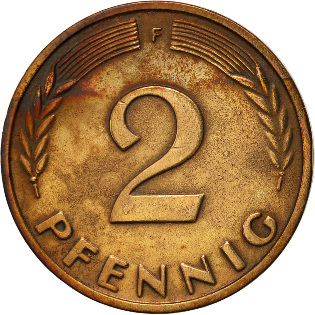 Coin, GERMANY - FEDERAL REPUBLIC, 2 Pfennig, 1965, Stuttgart, AU(55-58), Bronze