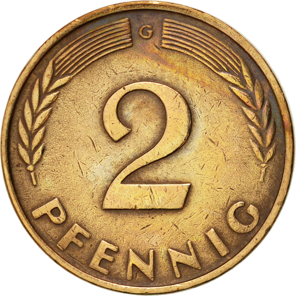 Moneda, ALEMANIA - REPÚBLICA FEDERAL, 2 Pfennig, 1962, Karlsruhe, EBC, Bronce