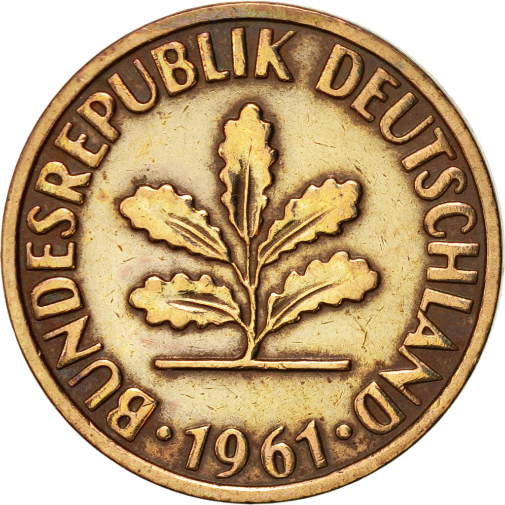 Coin, GERMANY - FEDERAL REPUBLIC, 2 Pfennig, 1961, Stuttgart, AU(55-58), Bronze
