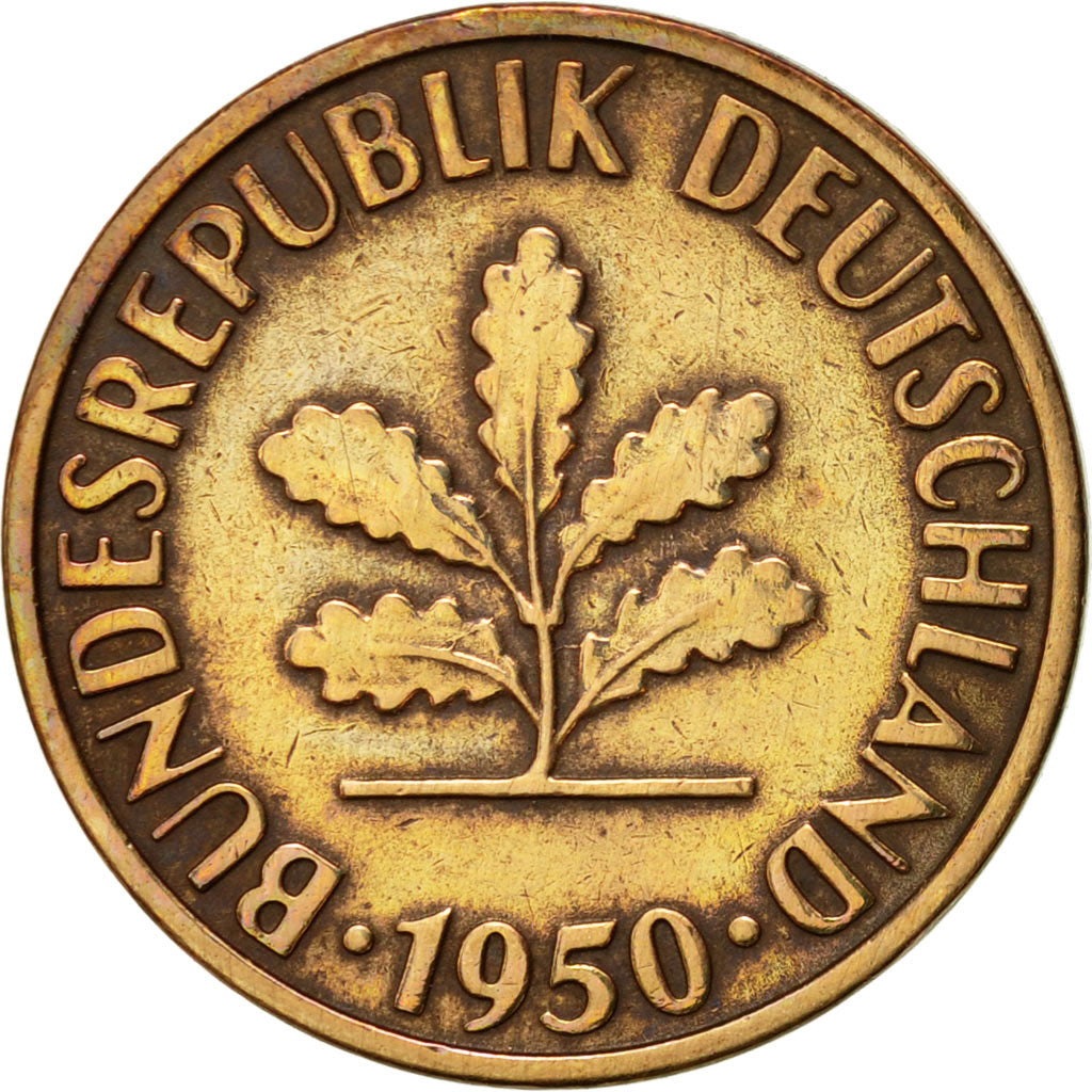 Coin, GERMANY - FEDERAL REPUBLIC, 2 Pfennig, 1950, Munich, AU(55-58), Bronze
