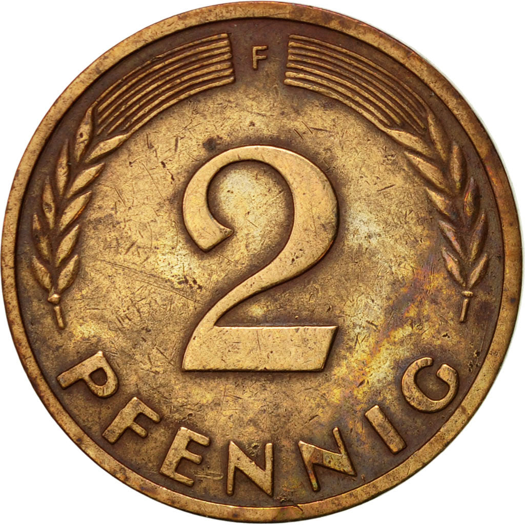Coin, GERMANY - FEDERAL REPUBLIC, 2 Pfennig, 1950, Stuttgart, AU(55-58), Bronze