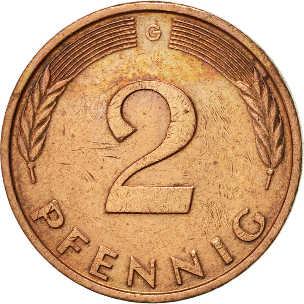 Münze, Bundesrepublik Deutschland, 2 Pfennig, 1980, Karlsruhe, VZ, Copper