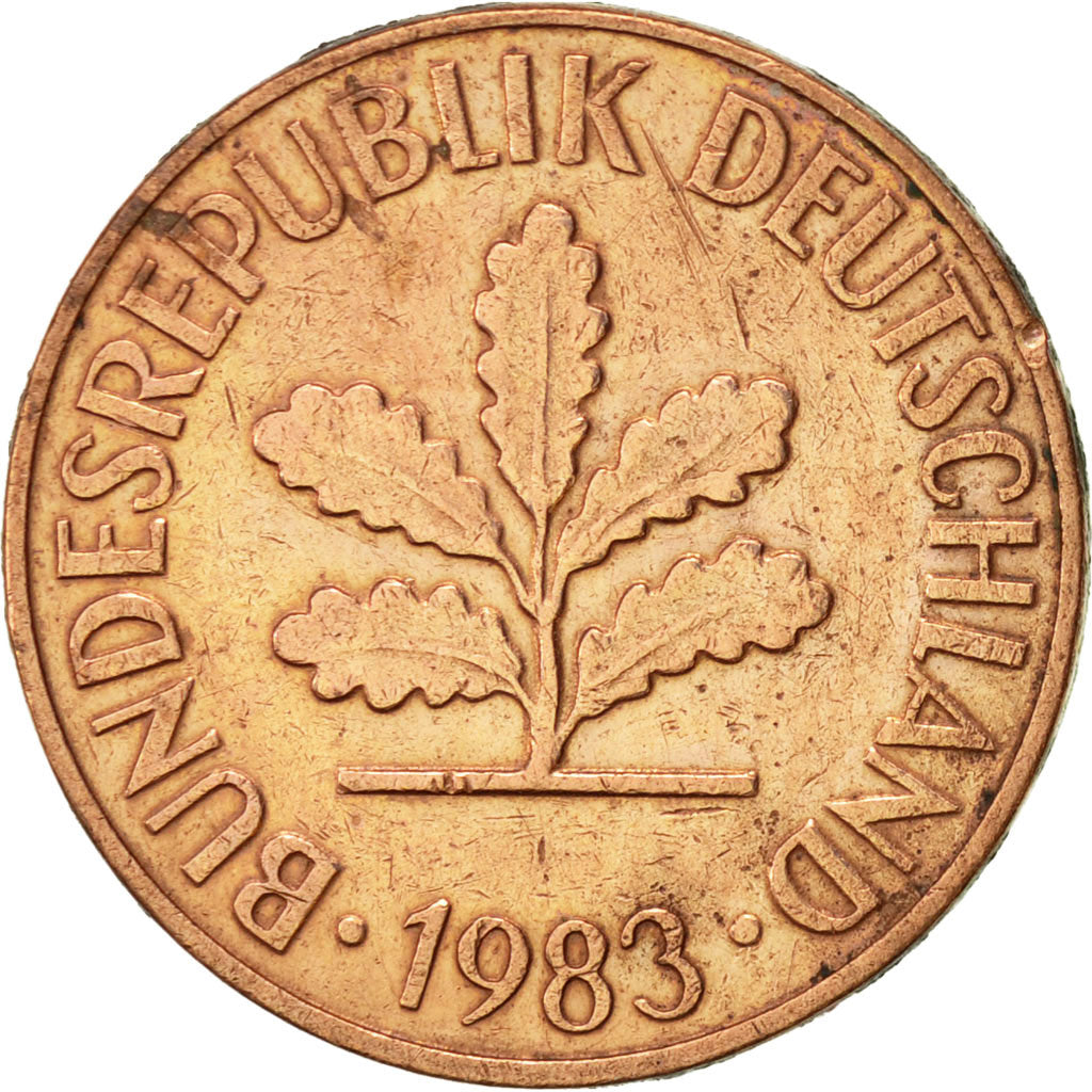 Coin, GERMANY - FEDERAL REPUBLIC, 2 Pfennig, 1983, Stuttgart, AU(55-58), Copper