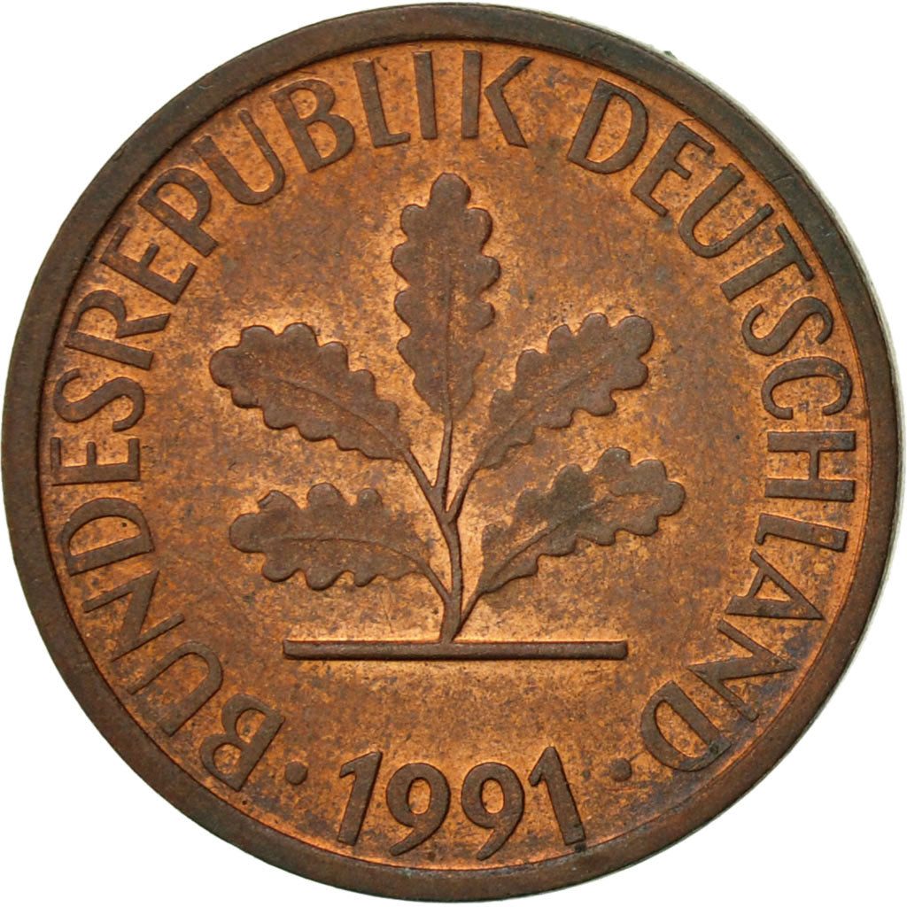 Coin, GERMANY - FEDERAL REPUBLIC, Pfennig, 1991, Berlin, EF(40-45), Copper