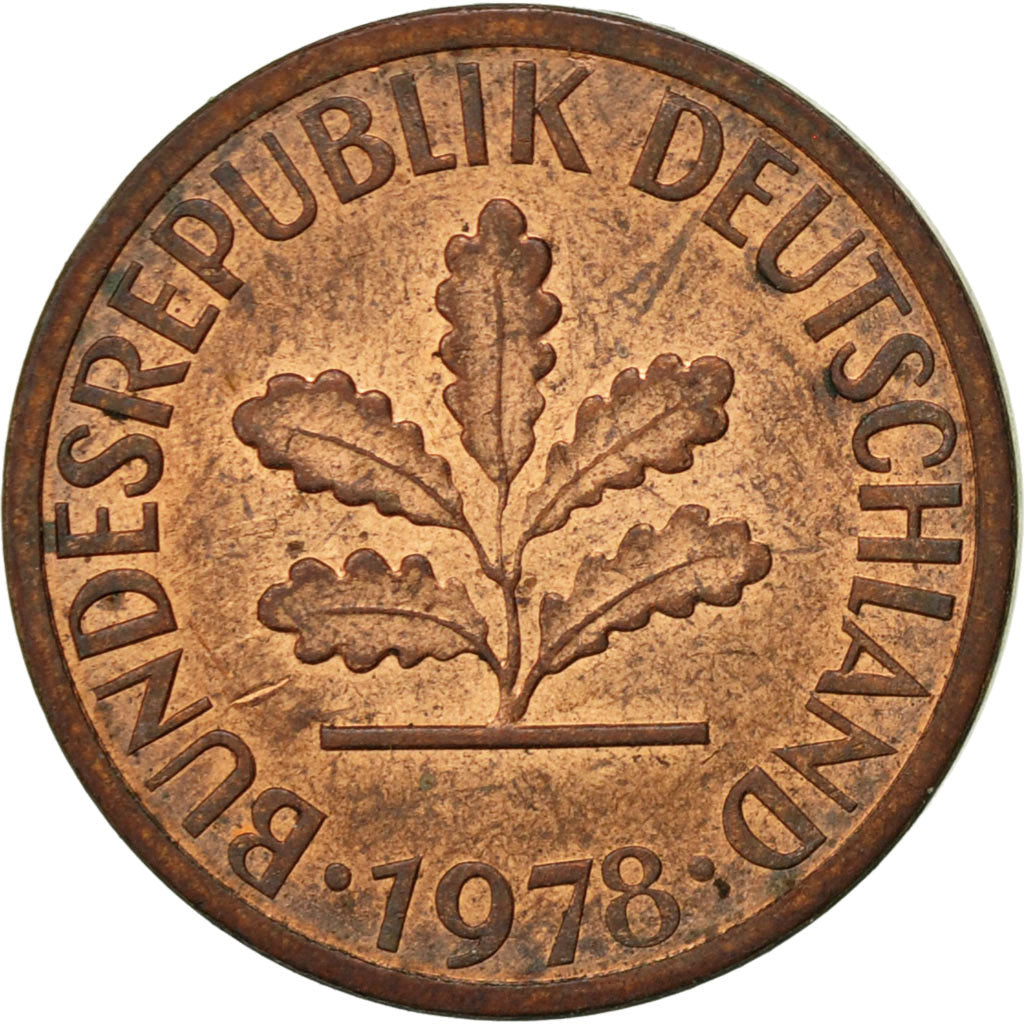 Coin, GERMANY - FEDERAL REPUBLIC, Pfennig, 1978, Hambourg, EF(40-45), Copper