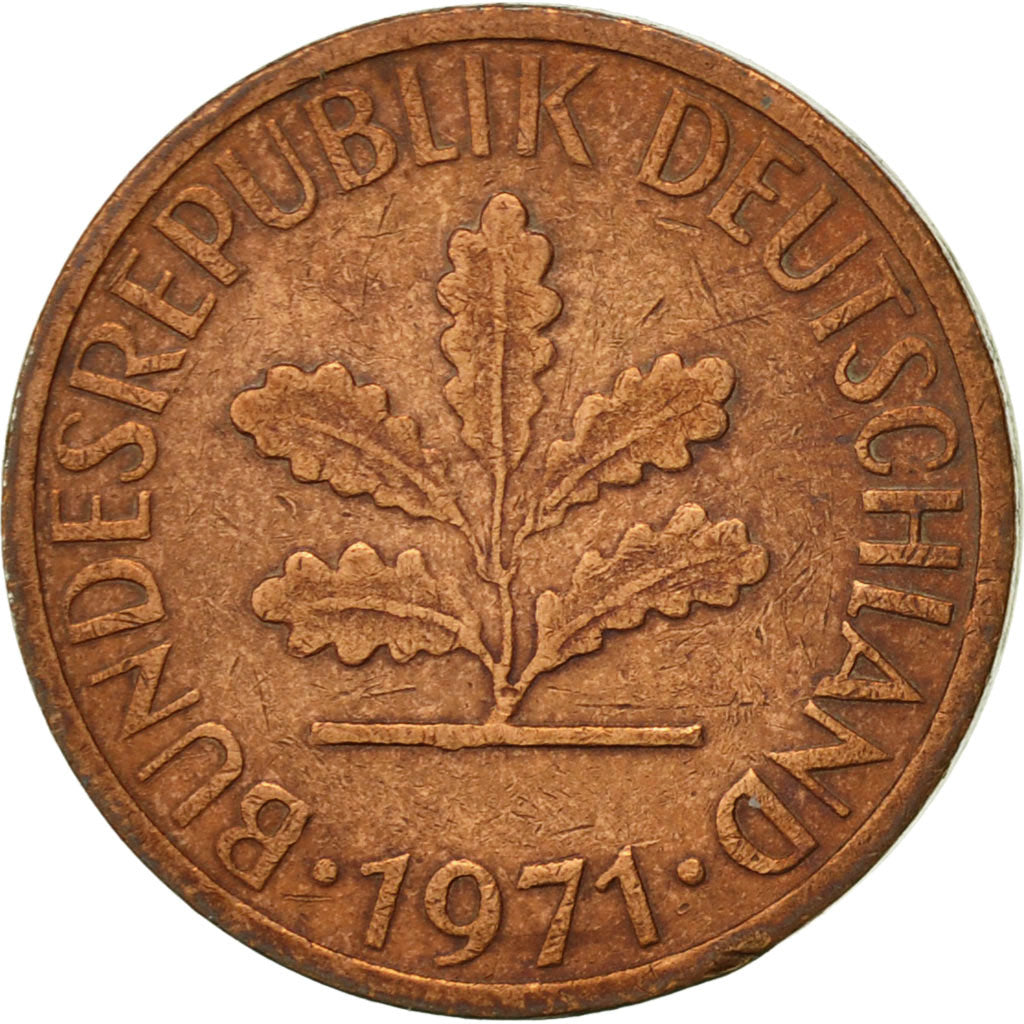 Coin, GERMANY - FEDERAL REPUBLIC, Pfennig, 1971, Stuttgart, EF(40-45), Copper