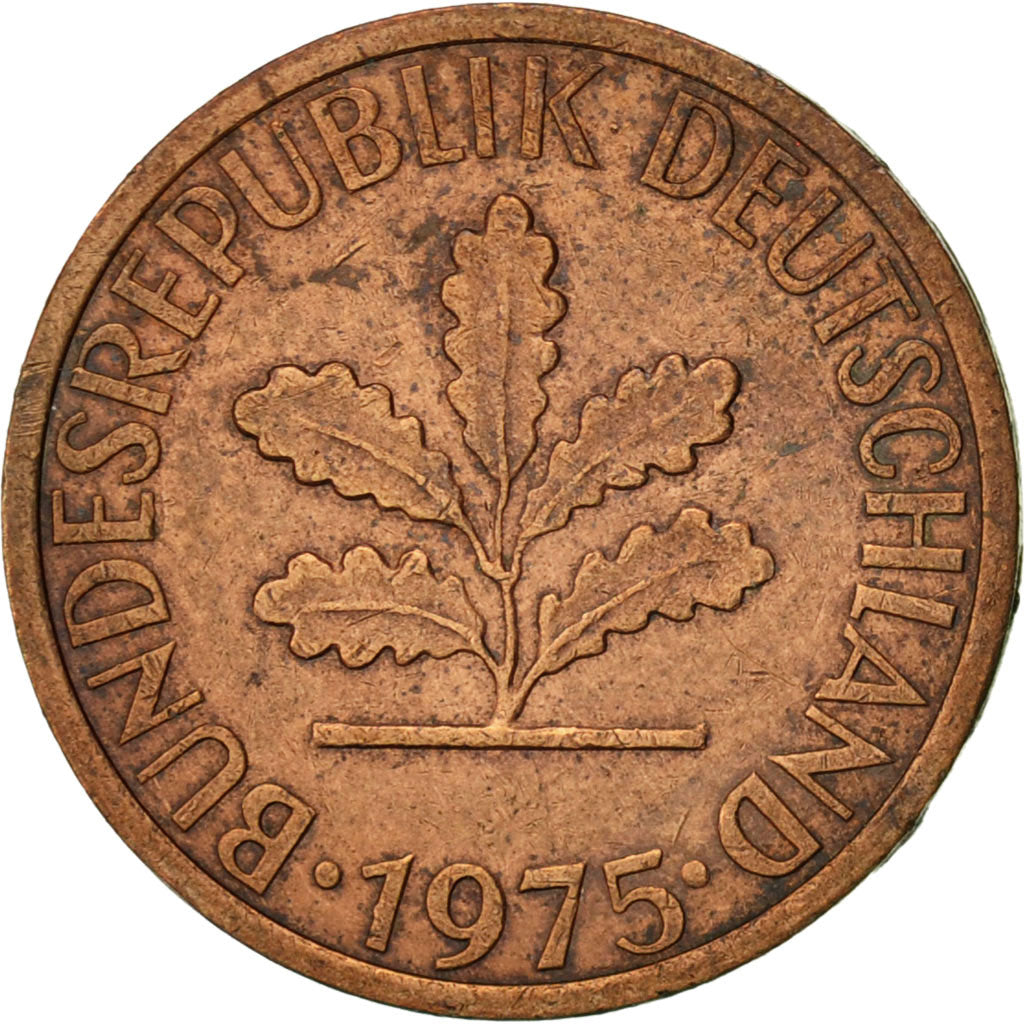Monnaie, République fédérale allemande, Pfennig, 1975, Hambourg, TTB, Copper