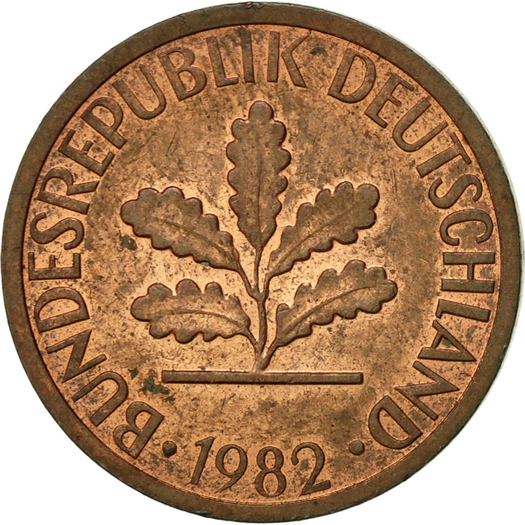 Coin, GERMANY - FEDERAL REPUBLIC, Pfennig, 1982, Munich, EF(40-45), Copper