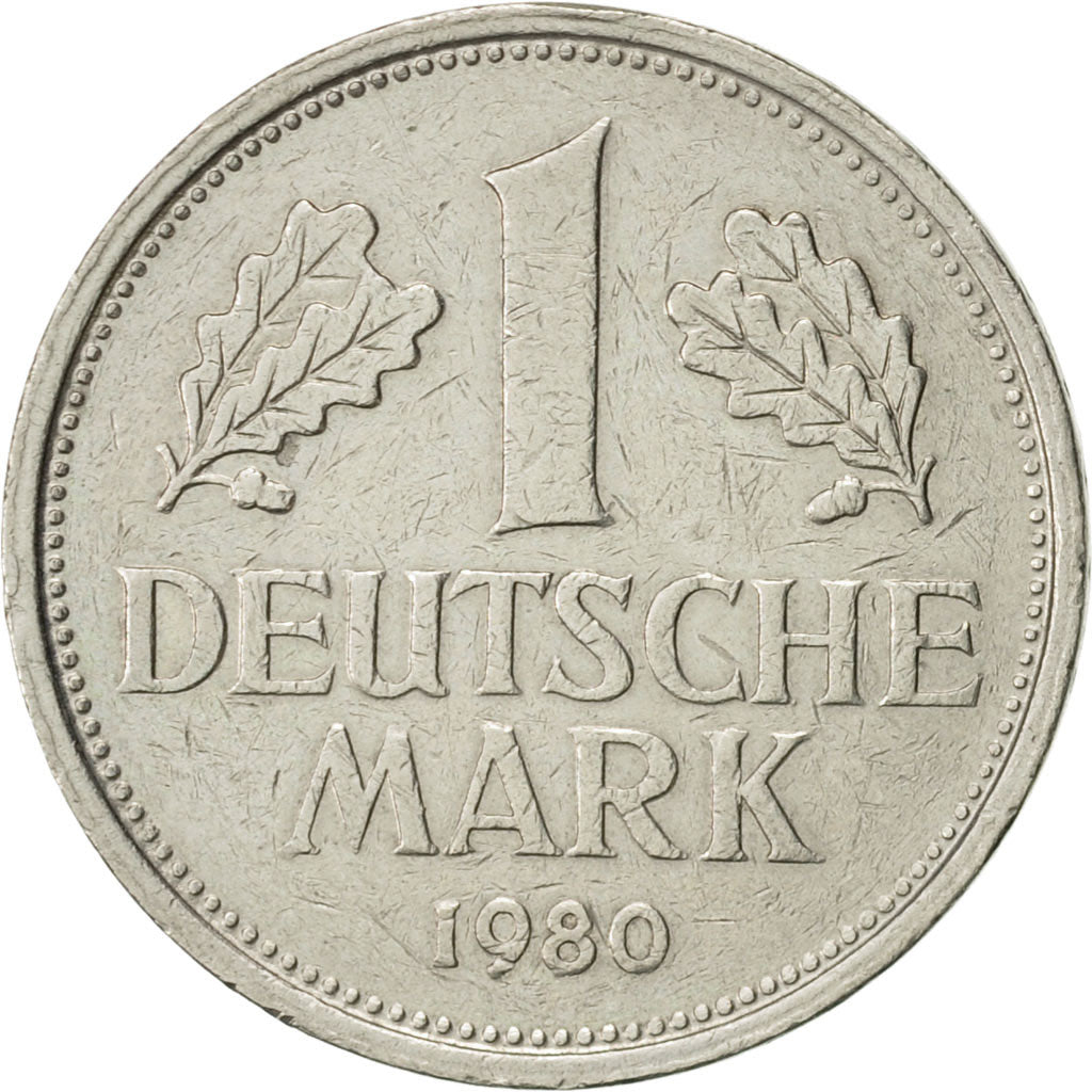 Coin, GERMANY - FEDERAL REPUBLIC, Mark, 1980, Munich, AU(55-58), Copper-nickel