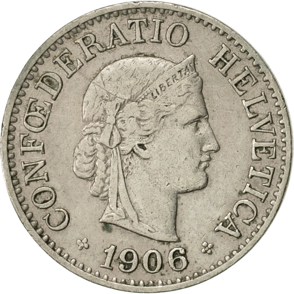Moneta, Svizzera, 10 Rappen, 1906, Bern, BB+, Rame-nichel, KM:27