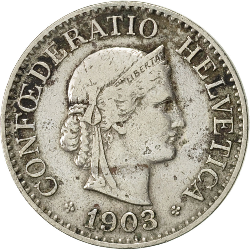 Coin, Switzerland, 10 Rappen, 1903, Bern, EF(40-45), Copper-nickel, KM:27