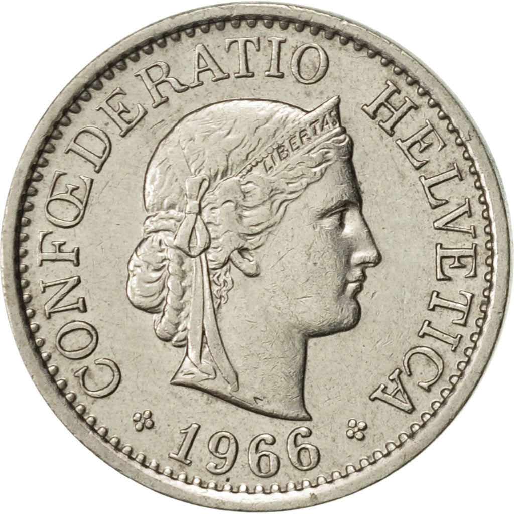 Coin, Switzerland, 10 Rappen, 1966, Bern, AU(55-58), Copper-nickel, KM:27