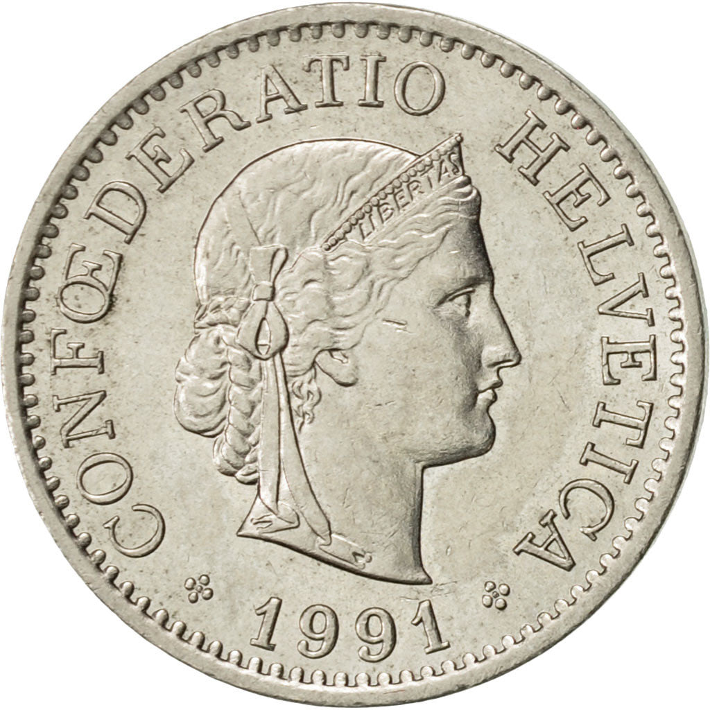 Coin, Switzerland, 10 Rappen, 1991, Bern, AU(55-58), Copper-nickel, KM:27
