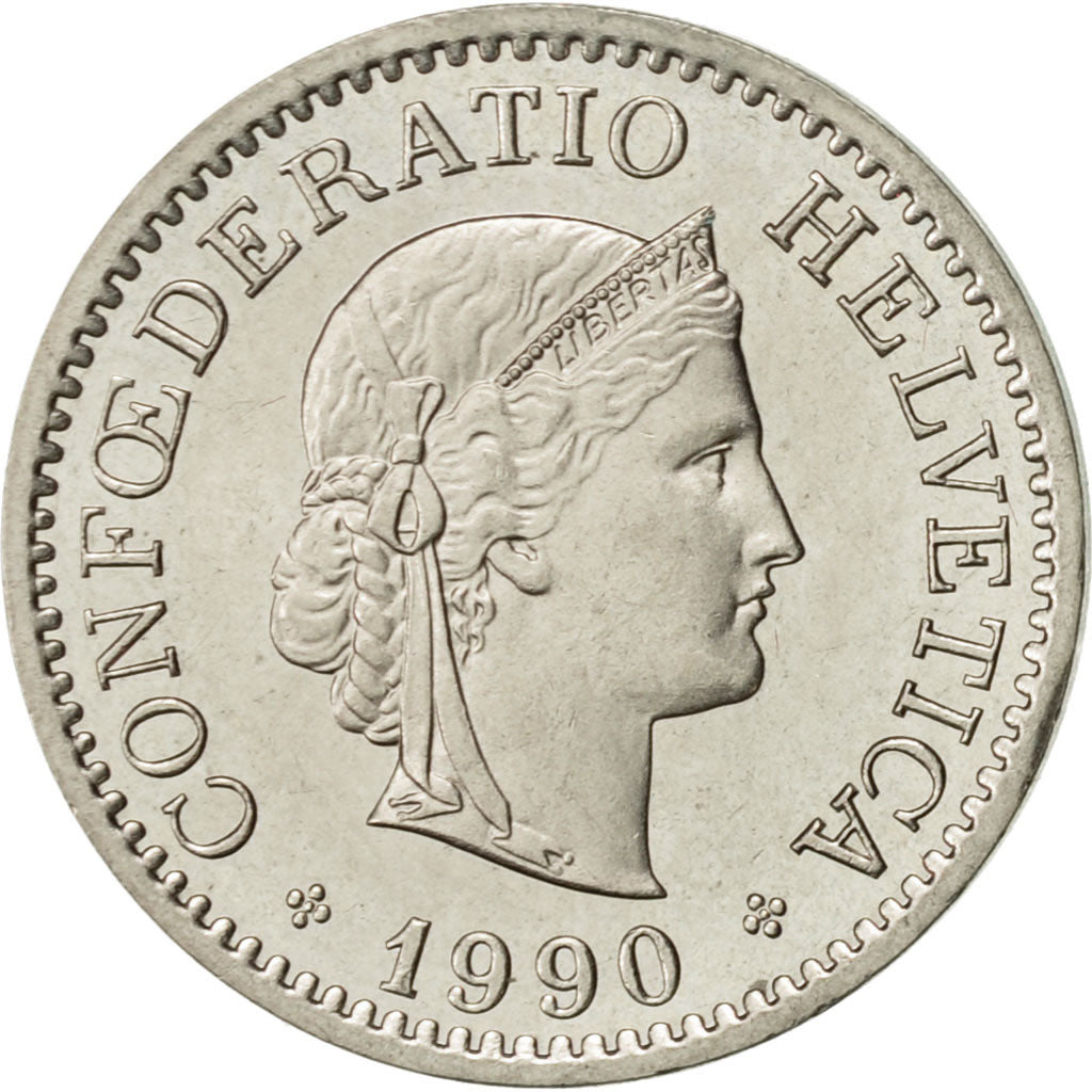 Coin, Switzerland, 10 Rappen, 1990, Bern, AU(55-58), Copper-nickel, KM:27