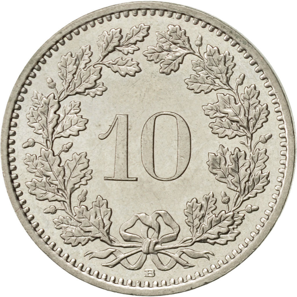 Coin, Switzerland, 10 Rappen, 1990, Bern, AU(55-58), Copper-nickel, KM:27