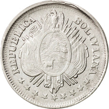 BOLIVIA, 20 Centavos, 1888, KM #159.2, EF(40-45), Silver, 22.5, 4.56