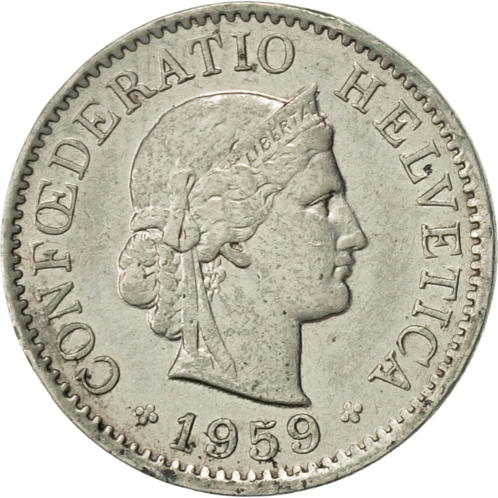 Coin, Switzerland, 5 Rappen, 1959, Bern, AU(50-53), Copper-nickel, KM:26