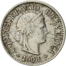 Coin, Switzerland, 5 Rappen, 1908, Bern, EF(40-45), Copper-nickel, KM:26