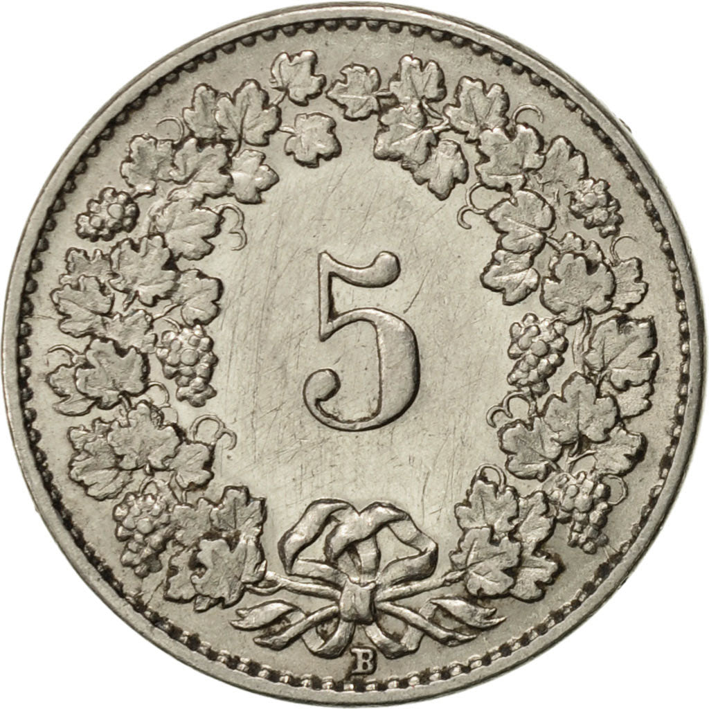 Switzerland, 5 Rappen, 1937, Bern, AU(55-58), Nickel, KM:26b