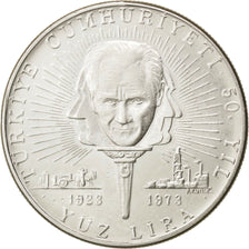 Coin, Turkey, 100 Lira, 1973, MS(63), Silver, KM:903