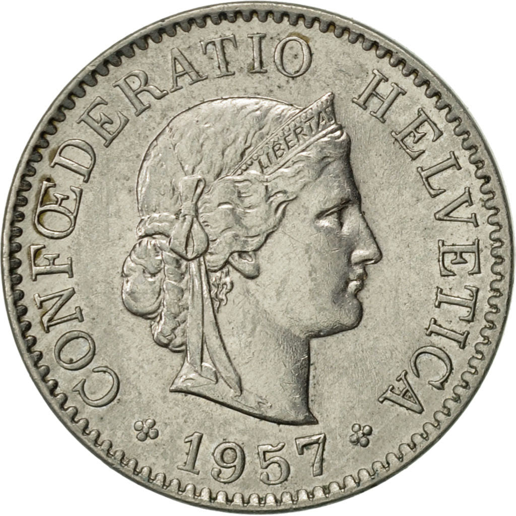 Coin, Switzerland, 5 Rappen, 1957, Bern, AU(55-58), Copper-nickel, KM:26