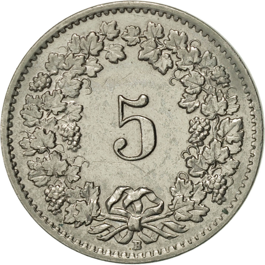 Coin, Switzerland, 5 Rappen, 1957, Bern, AU(55-58), Copper-nickel, KM:26