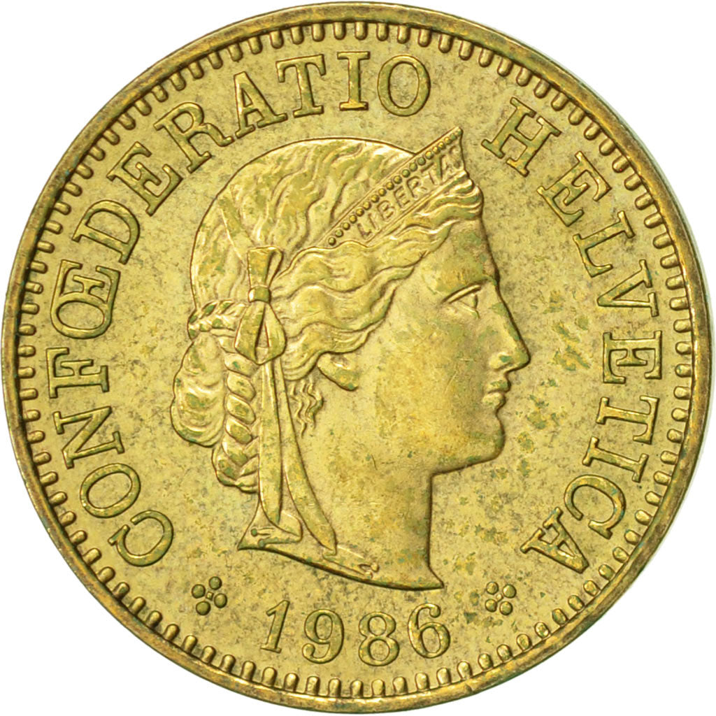 Münze, Schweiz, 5 Rappen, 1986, Bern, SS+, Aluminum-Bronze, KM:26c