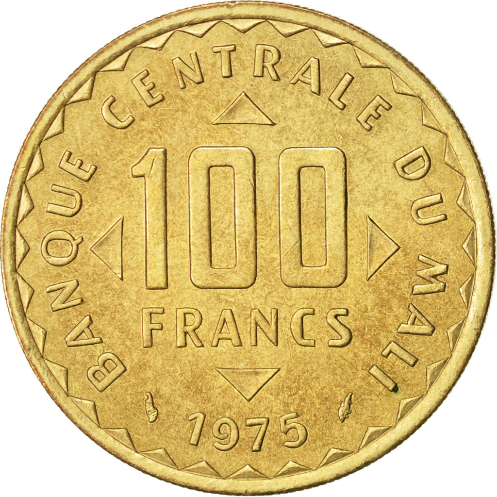 Mali, 100 Francs, 1975, Paris, AU(55-58), Nickel-brass, KM:10
