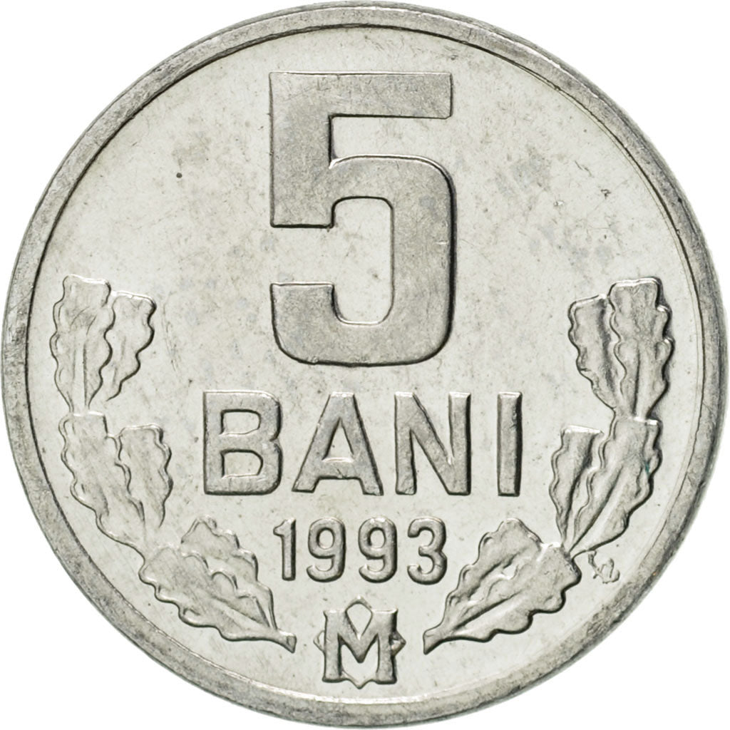 Moldova, 5 Bani, 1993, AU(55-58), Aluminum, KM:2
