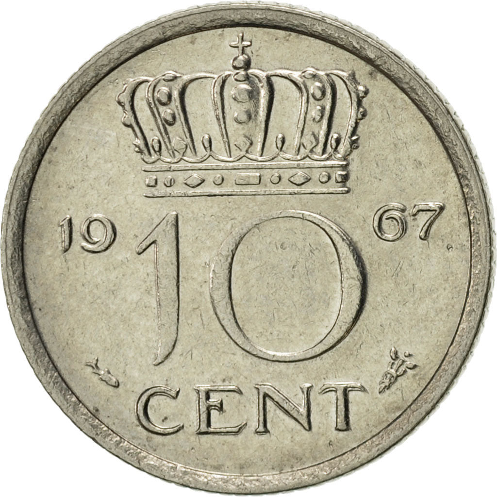 Pays-Bas, Juliana, 10 Cents, 1967, SUP, Nickel, KM:182