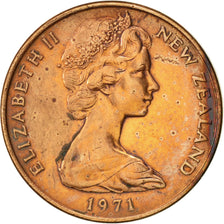 Coin, New Zealand, Elizabeth II, 2 Cents, 1971, AU(50-53), Bronze, KM:32.1