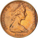 Moneda, Nueva Zelanda, Elizabeth II, 2 Cents, 1971, MBC+, Bronce, KM:32.1