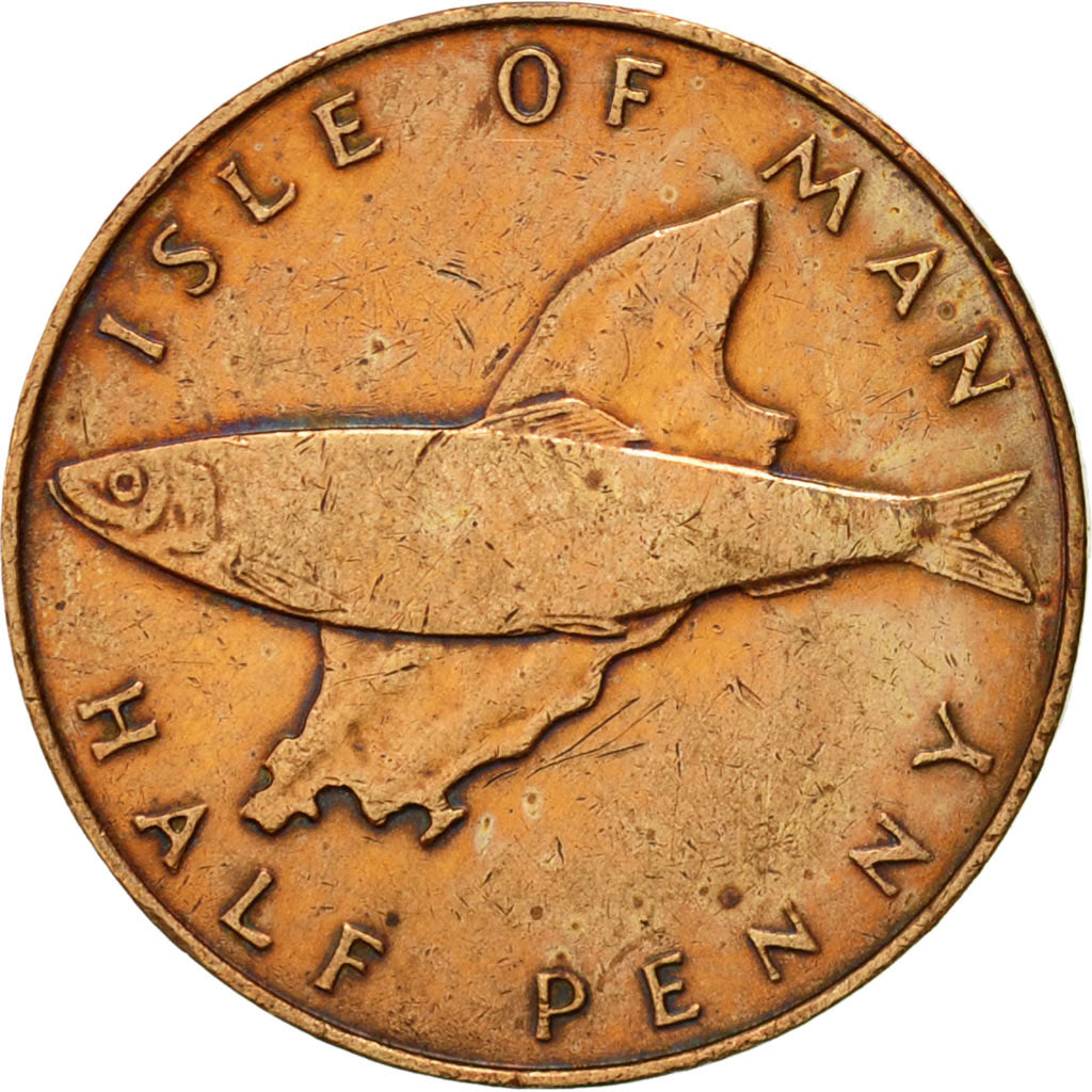 Coin, Isle of Man, Elizabeth II, 1/2 Penny, 1976, Pobjoy Mint, AU(50-53)