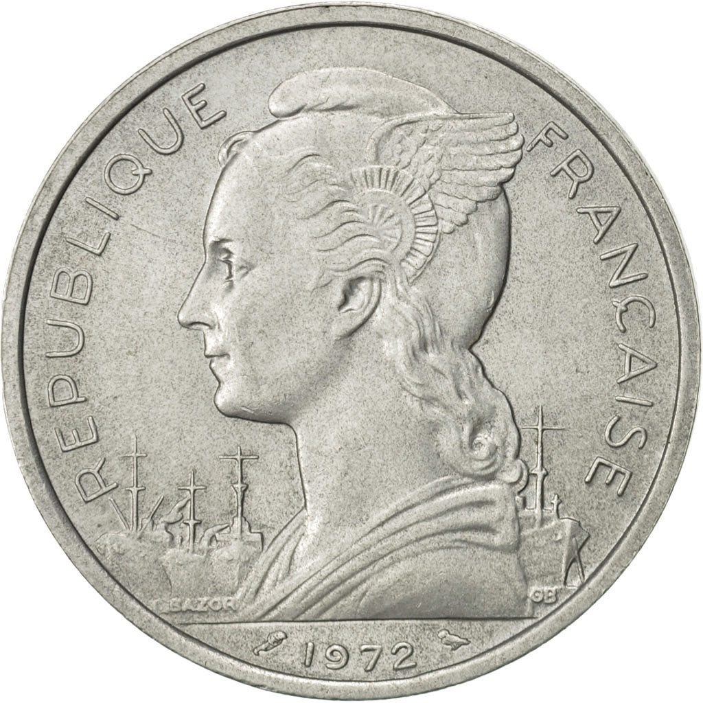 Réunion, 5 Francs, 1972, AU(55-58), Aluminum, KM:9