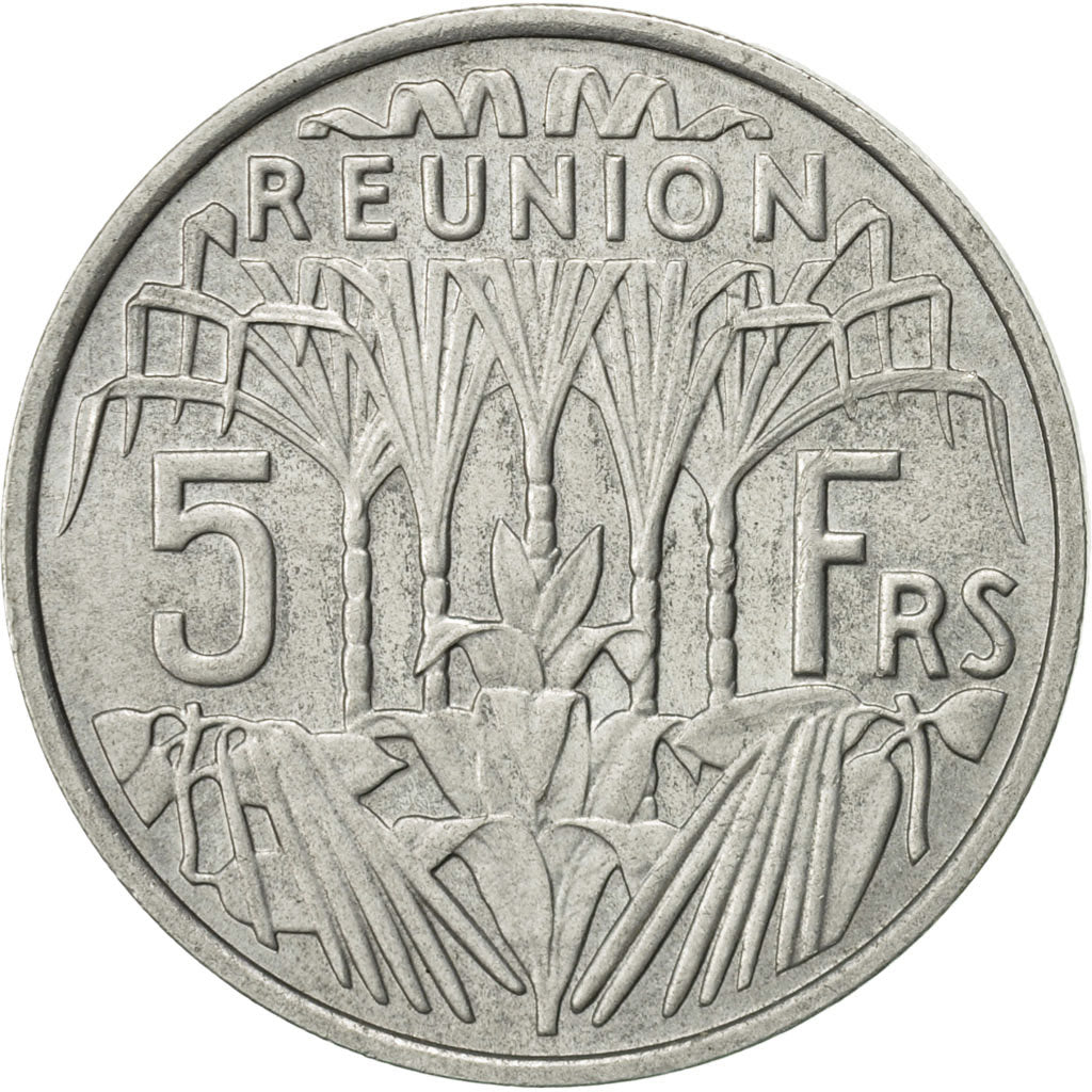 Réunion, 5 Francs, 1972, AU(55-58), Aluminum, KM:9