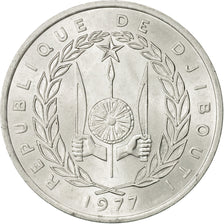 Moneda, Yibuti, 5 Francs, 1977, Paris, EBC, Aluminio, KM:22