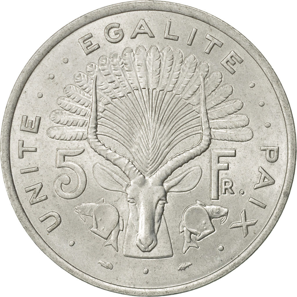 Monnaie, Djibouti, 5 Francs, 1977, Paris, SUP, Aluminium, KM:22